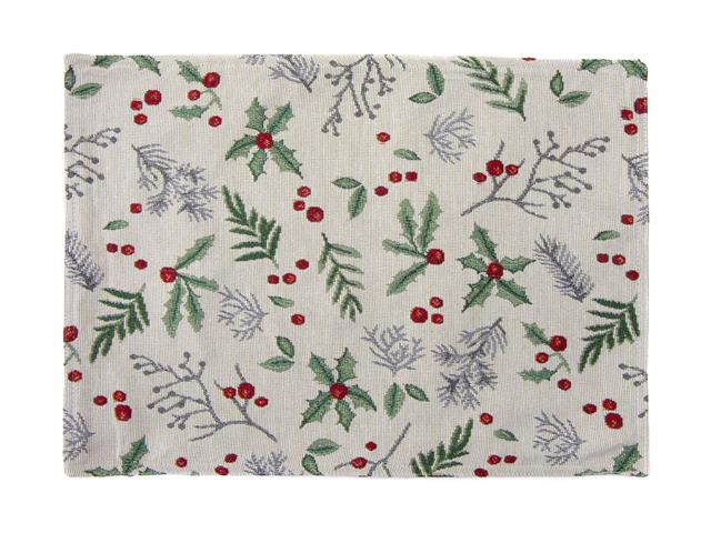 TAPESTRY PLACEMAT (HOLLY BERRIES) (13 X 18)