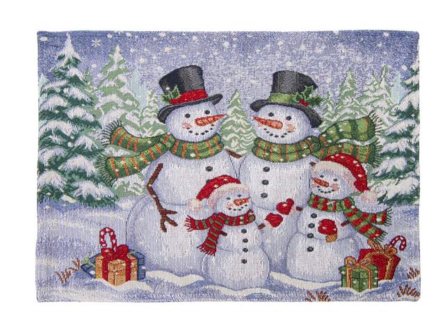 TAPESTRY PLACEMAT (SNOWMAN FAMILY) (13 X 18)
