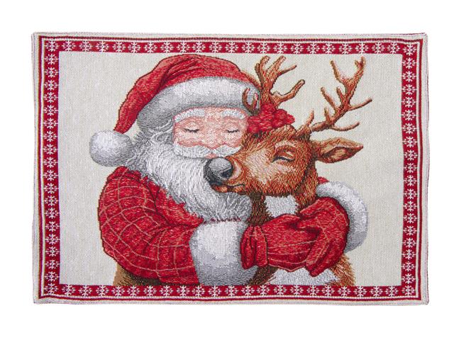 TAPESTRY PLACEMAT (SANTA AND REINDEER) (13 X 18)