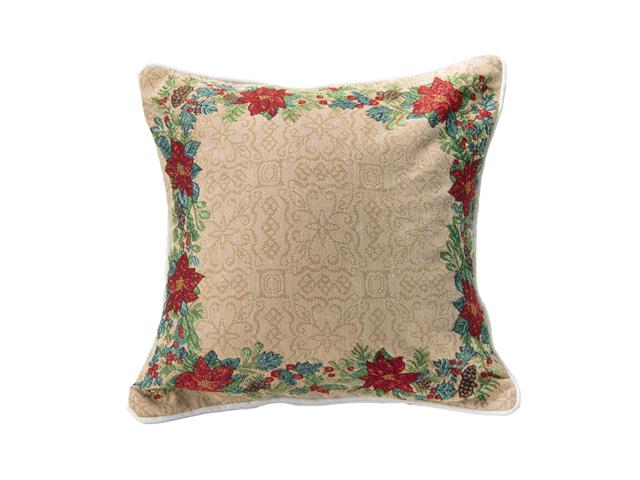 TAPESTRY CUSHION (POINSETTIA BORDER) (18 X 18)