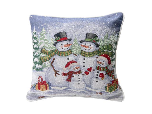 TAPESTRY CUSHION (SNOWMAN FAMILY) (18 X 18)