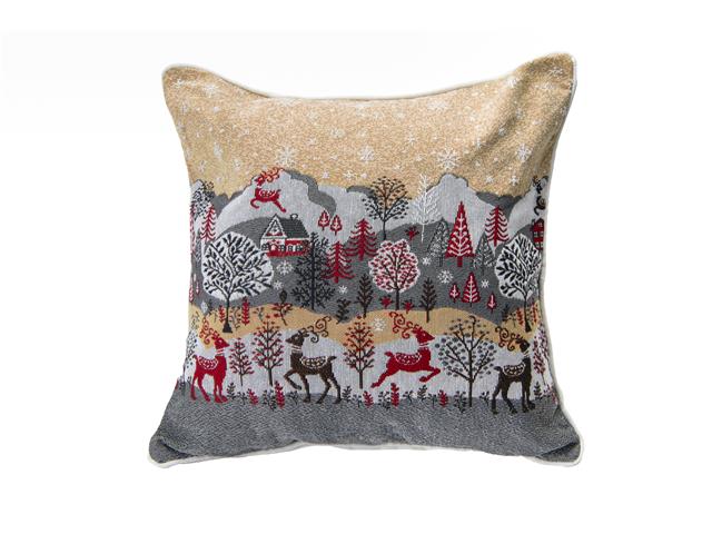 TAPESTRY CUSHION (REINDEER VILLAGE) (18 X 18)