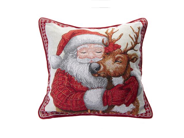 TAPESTRY CUSHION (SANTA AND REINDEER) (18 X 18)
