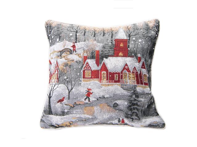 TAPESTRY CUSHION (WINTER VILLAGE) (18 X 18)