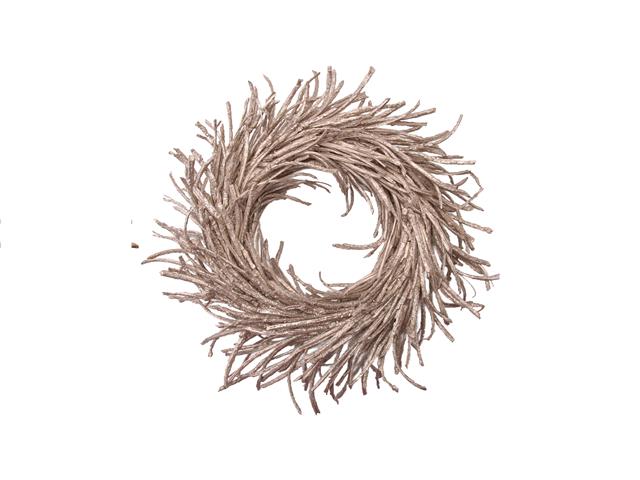 GLITTERED RATTAN WREATH DECOR (CHAMPAGNE)