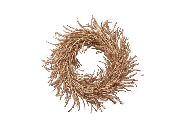 GLITTERED RATTAN WREATH DECOR (GOLD)