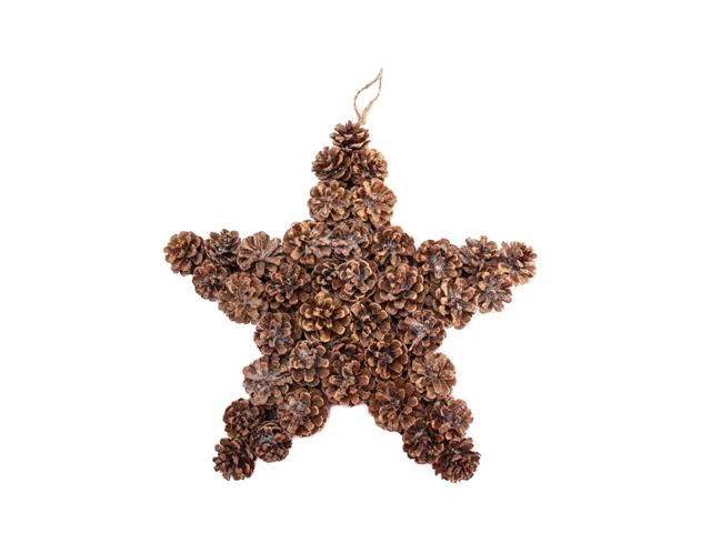 GLITTERED PINE CONE STAR (NATURAL)