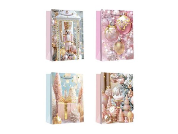 CHRISTMAS GIFT BAGS (PASTEL ORNAMENTS) (ASSTD) (MEDIUM) - IH Casadecor