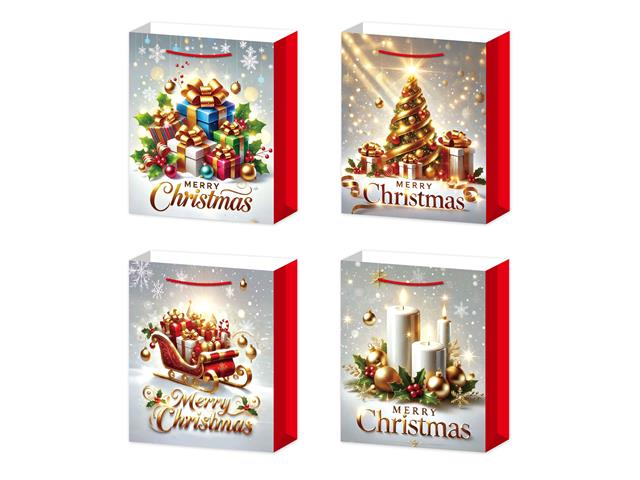 CHRISTMAS GIFT BAGS (MERRY CHRISTMAS) (ASSTD) (LARGE)