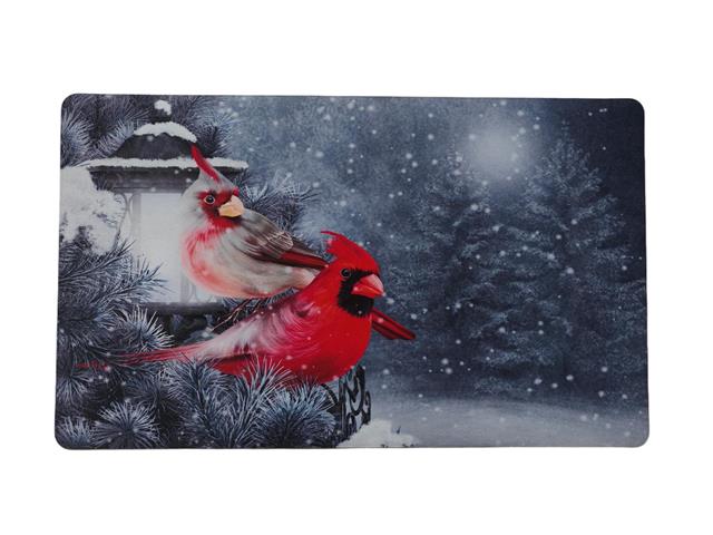 PRINTED RUBBER MAT (CARDINAL COUPLE ON LAMP POST)