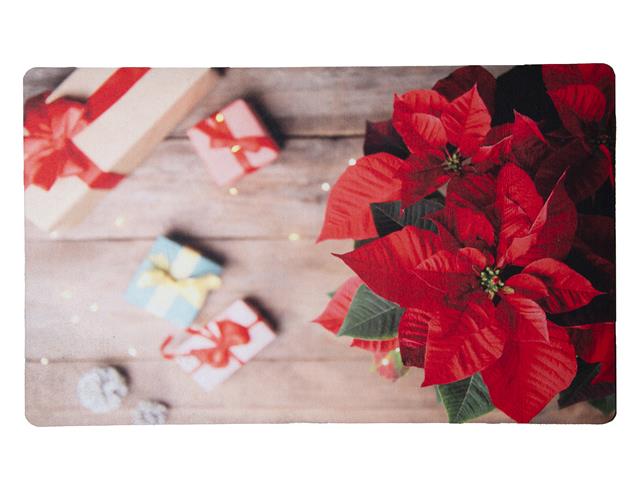 PRINTED RUBBER MAT (POINSETTIA & GIFTS)