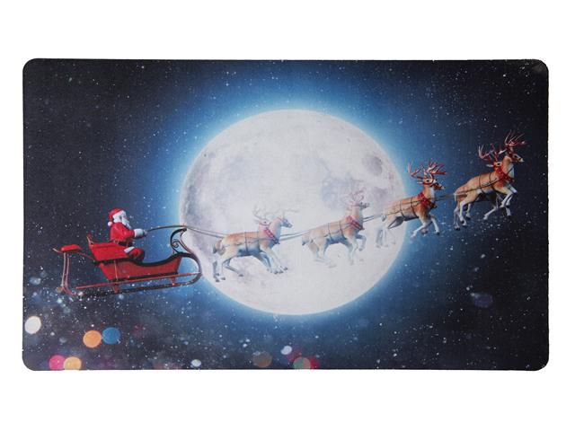 PRINTED RUBBER MAT (REINDEER PULLING SANTA ON SLEIGH)