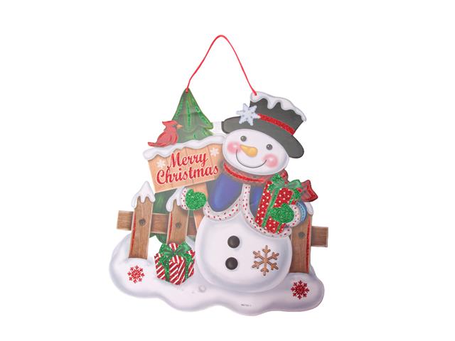 FOAM BOARD WALL DECOR (SNOWMAN WITH MERRY CHRISTMAS SIGN)
