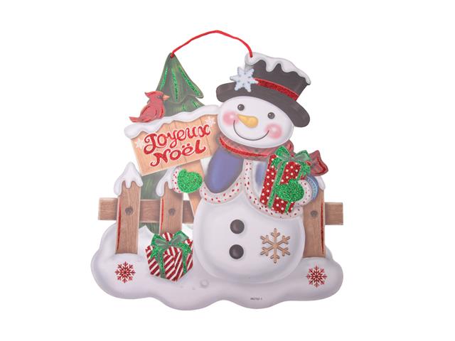 FOAM BOARD WALL DECOR (SNOWMAN WITH JOYEUX NOEL SIGN)