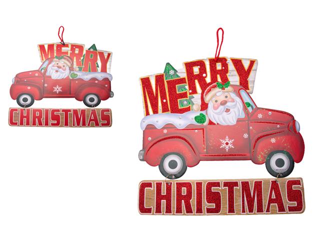 FOAM BOARD WALL DECOR (SANTA IN RED TRUCK) (MERRY CHRISTMAS)