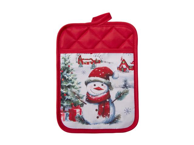 POT HOLDER WITH POCKET (SNOWMAN WITH TREE)
