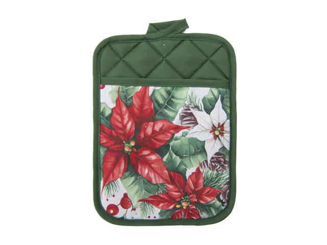 POT HOLDER WITH POCKET (BLOOMING POINSETTIA)