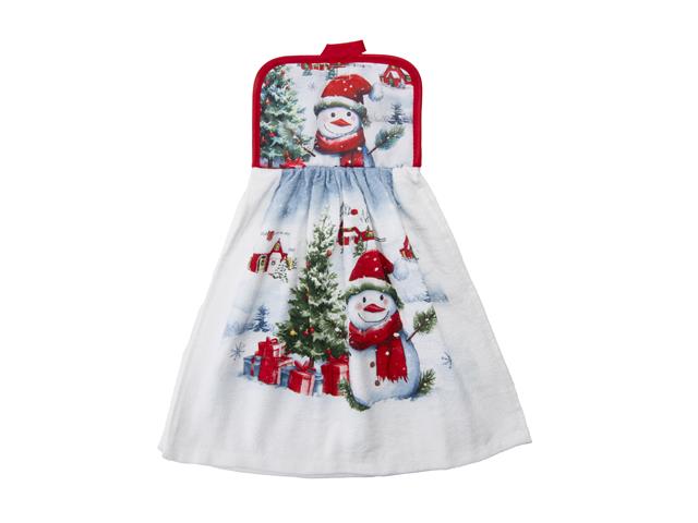 TIE HAND TOWEL (SNOWMAN WITH TREE)