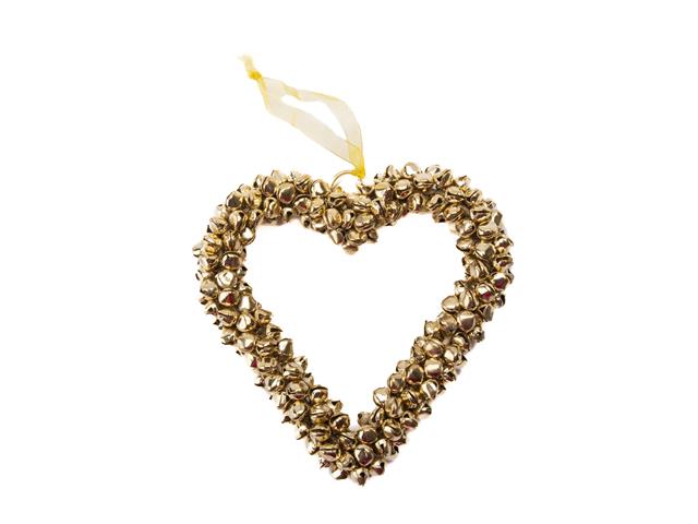METAL HEART JINGLE BELL ORNAMENT