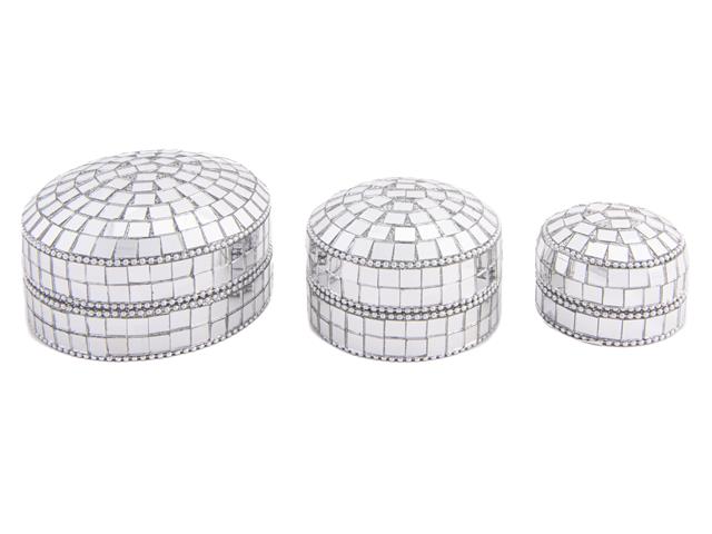 GLASS MOSAIC ROUND JEWELRY BOX (SET OF 3)