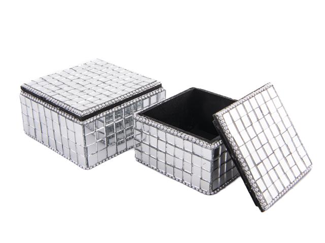 GLASS MOSAIC SQUARE JEWELRY BOX (SET OF 2)