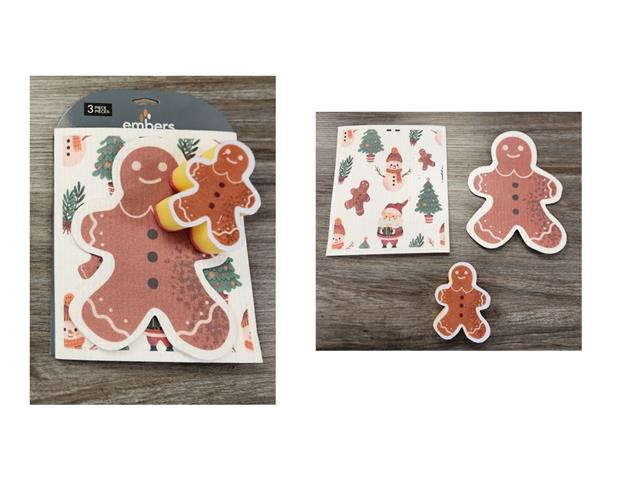 3PC CLEANING SET (DISH CLOTH & SPONGE) (GINGERBREAD MAN)