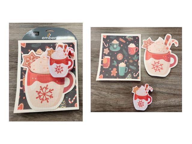 3PC CLEANING SET (DISH CLOTH & SPONGE) (HOT CHOCOLATE)