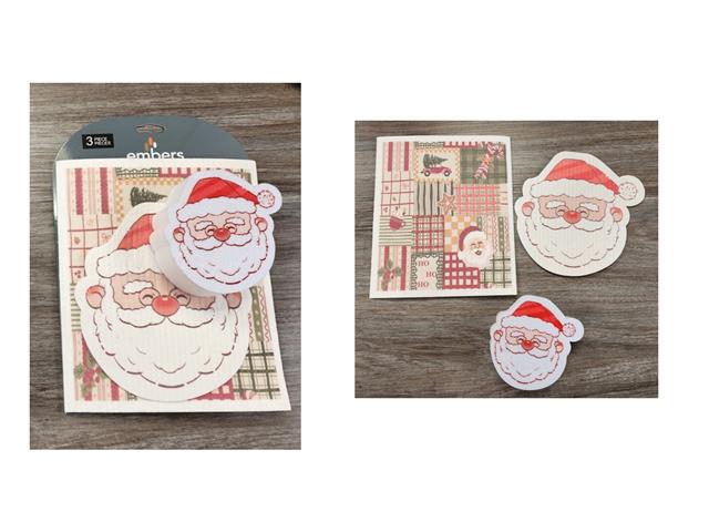 3PC CLEANING SET (DISH CLOTH & SPONGE) (SANTA)