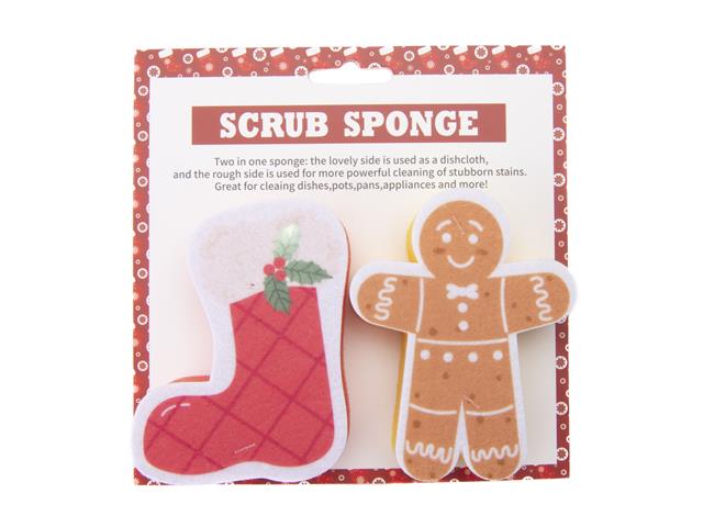 KITCHEN SPONGE (SOCK & GINGERBREAD) (2 PC)