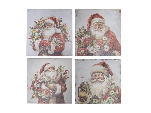CANVAS WALL ART (SANTA WITH WREATH) (ASSTD)