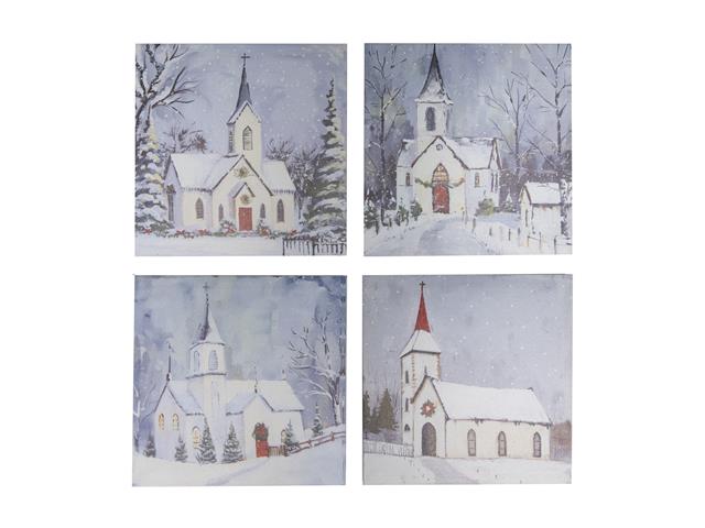 CANVAS WALL ART (WINTER CHURCH) (ASSTD)
