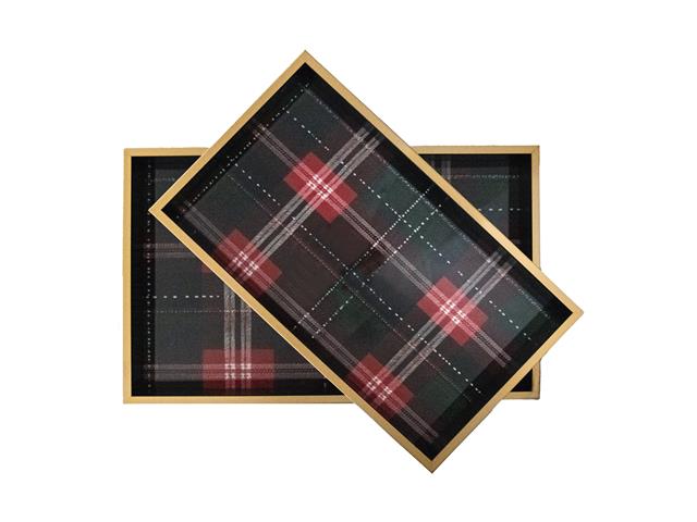 RECT. NESTED TRAY (CHRISTMAS PLAID) (SET OF 2)