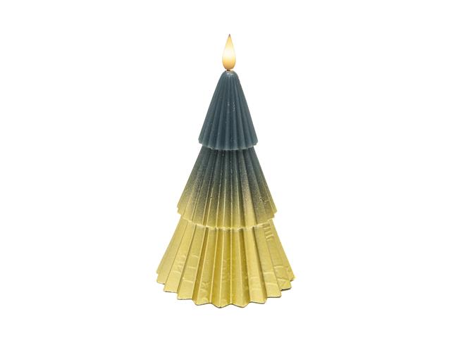 LED UNSCENTED OMBRE TREE CANDLE W/ TIMER (GOLD/GREEN)