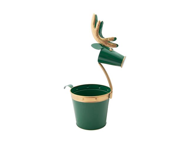 METAL REINDEER PLANTER (GREEN)