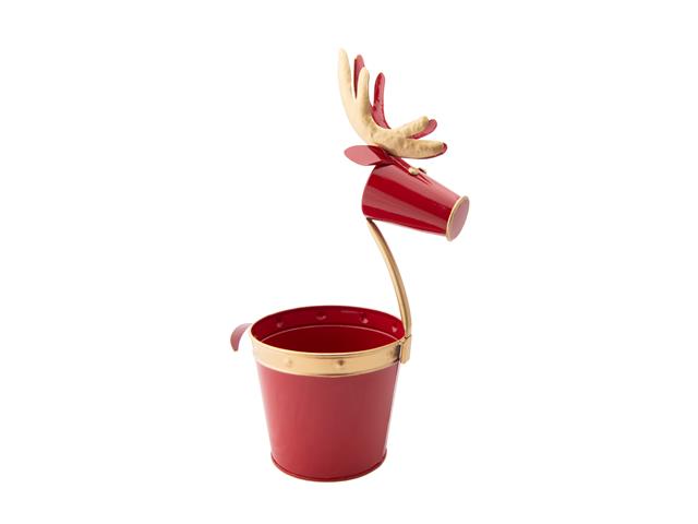 METAL REINDEER PLANTER (RED)