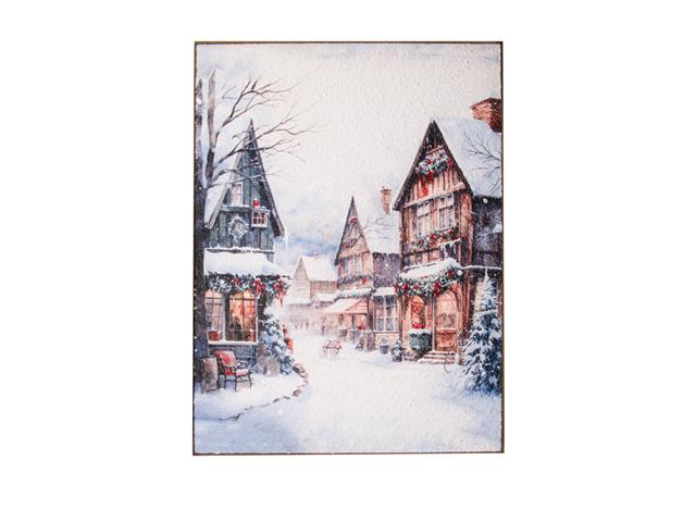 RECYCLED PAPER FRAMED WALL ART (WINTER VILLAGE)
