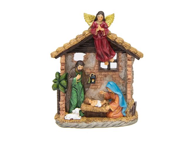 POLYRESIN HOLY FAMILY WITH ANGEL