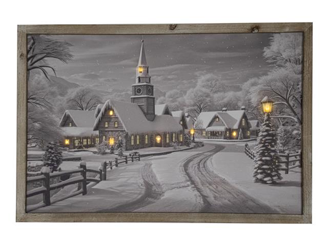 LED  FRAMED WALL ART  (SNOWY VILLAGE)