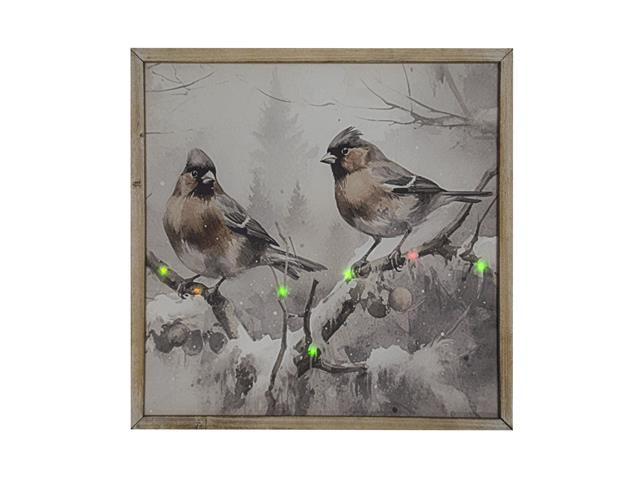 LED  FRAMED WALL ART  (BIRDS ON SNOWY BRANCH)