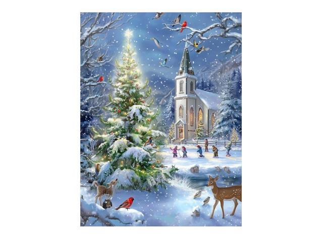 LED FRAMED WALL ART (CHURCH IN WINTER VILLAGE)