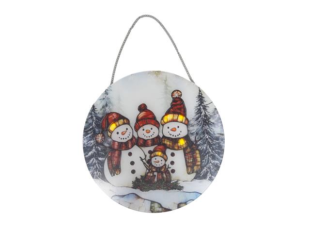 LED ROUND ACRYLIC HANGER (SNOWMAN FAMILY)