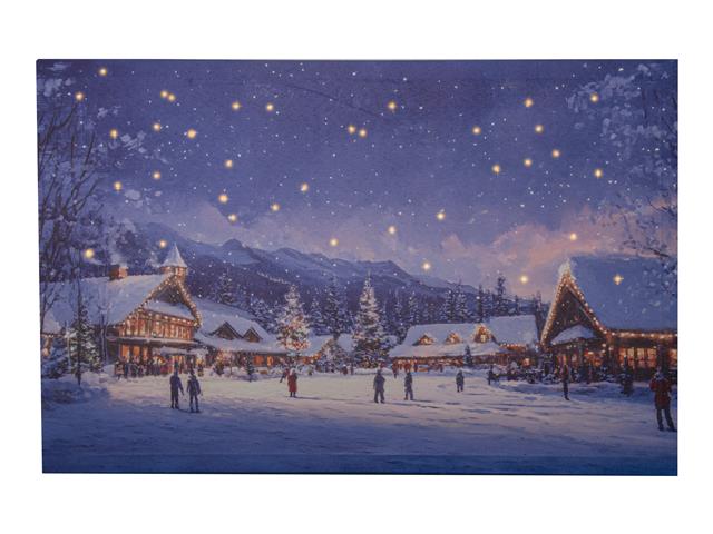 LED CANVAS WALL ART (VILLAGE SCENE WITH SHOOTING STAR)