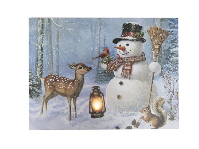 LED CANVAS WALL ART (SNOWMAN & FOREST FRIENDS)