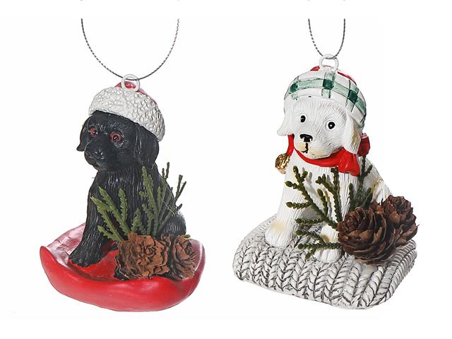 CHRISTMAS RESIN DOG DÉCOR (ASSTD)
