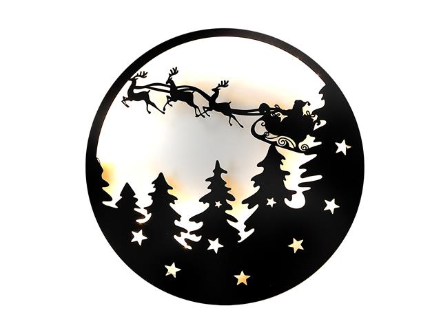 LED METAL LASER CUT SCENE WITH WHITE GLITTER