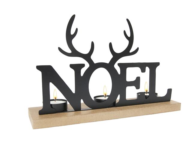 METAL TEALIGHT HOLDER (NOEL - REINDEER ANTLERS)