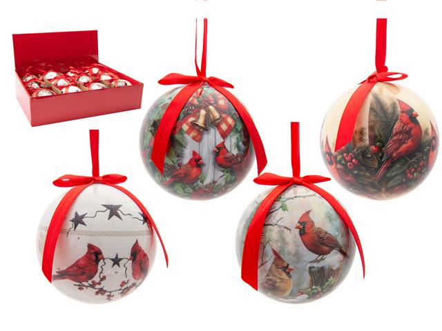 RIBBON ORNAMENT (CARDINAL ASSTD) (12/DISP)