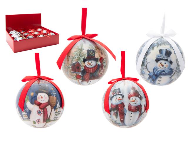 RIBBON ORNAMENT (SNOWMAN ASSTD) (12/DISP)