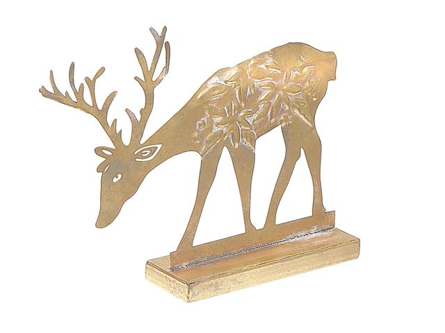 GOLD METAL REINDEER FIGURINE STAND (LEANING DOWN)