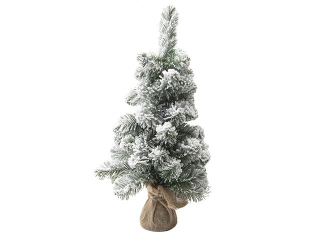 2' FLOCKED PINE CHRISTMAS TREE 55 TIPS WITH JUTE WRAPPED BASE